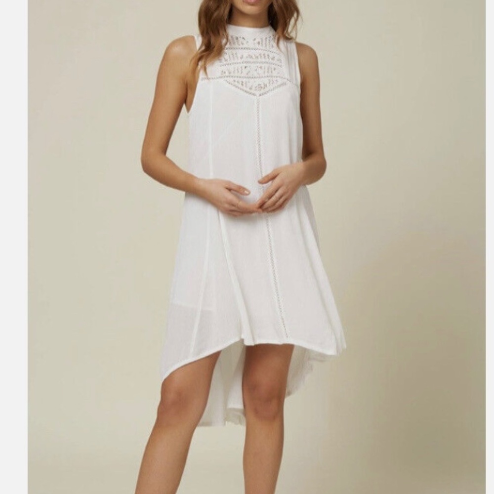 NWT O’Neill Crochet Front White Hi/Low Dress | Size XS
